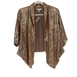 Maurices Cardigan Jacket Women Small Copper Sequin Draped Open Front Half Sleeve
